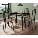 Ver imagem 1 de Conjunto De Mesa Tubular Com 4 Cadeiras 121 Malva Tampo De Vidro 107cm SF Preto Fosco Assento Rattan