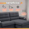 Sofá Retrátil e Reclinável 3 Lugares 2,10m C/ Porta Copos Slim Stanley - 5