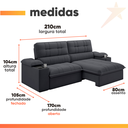 Ver imagem 3 de Sofá Retrátil e Reclinável 3 Lugares 2,10m C/ Porta Copos Slim Stanley
