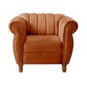 Conjunto Realeza Sofá com Poltronas Chesterfield Decoração Sala Recepção - Veludo Terracota - 3