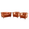Conjunto Realeza Sofá com Poltronas Chesterfield Decoração Sala Recepção - Veludo Terracota - 1