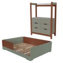 Ver imagem 2 de Quarto Infantil Completo Guarda-Roupa Closet e Cama Casal Montessoriana 100% MDF Olivia e Mark Verde/Verti/Castanho