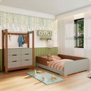 Ver imagem 1 de Quarto Infantil Completo Guarda-Roupa Closet e Cama Casal Montessoriana 100% MDF Olivia e Mark Verde/Verti/Castanho