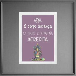 Quadro Frase Yoga - Corpo Alcança 24x18cm:madeira Preta - 2