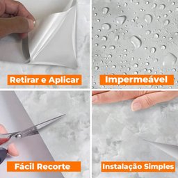 Papel de Parede Adesivo Lavavel Cimento Queimado Marmorizado Cinza 500x60cm - 2