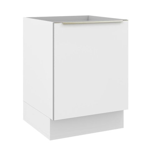 Balcão Madesa Lux 60 cm 1 Porta (Sem Tampo) Branco/Branco Veludo Cor:Branco/Branco Veludo