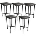 Ver imagem 1 de Kit 05 Banquetas Alta Bar Cozinha Sala de Jantar Preto Stella L02 Couríssimo Preto - Lyam Decor