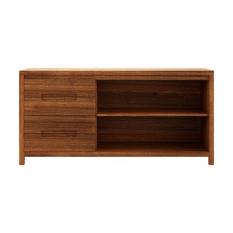 Balcão Buffet 1553ne Nature Madeira Maciça 4 Gavetas e 2 Portas Rústico Escuro Finestra