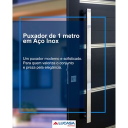 Porta Pivotante de Aluminio com Friso Puxador de 1 Metro 225x130 Lucasa Aluminio Abertura Direita - 5