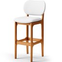 Ver imagem 3 de Kit 05 Banquetas Alta Para Cozinha Madeira Fixa Betta L02 Imbuia Facto Branco - Lyam Decor