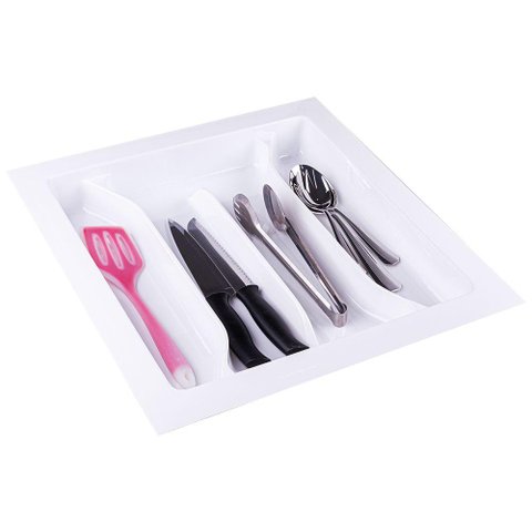 Organizador de Talheres 10168 para Gavetas de Cozinha - Branco - 462mm X 495mm a 405mm X 425mm