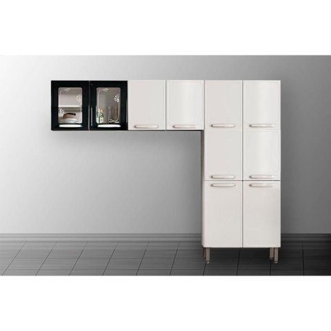 Cozinha Modulada Bertolini Evidence 3 Peças (2aéreos+1paneleiro) Cpt58 Branco/preto-bertolini