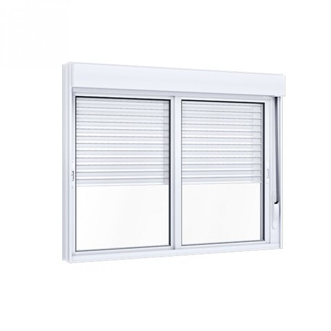 Janela de Alumínio Veneziana 120x120cm com Persiana Black Out Integrada Lucasa Alumínio Branco