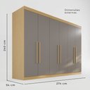 Ver imagem 4 de Guarda-Roupa Casal 6 Portas 6 Gavetas 100% MDF Órion Plus Off White/Cinamomo/Off-White