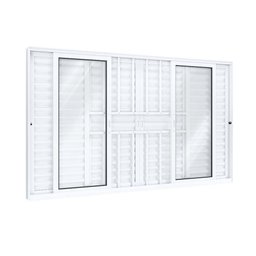 Janela de Alumínio Veneziana Central 4 Folhas Móveis 2 Fixas com Grade 100x150cm  Lucasa Eccellente  - 2