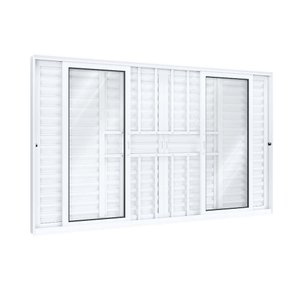Janela de Alumínio Veneziana Central 4 Folhas Móveis 2 Fixas com Grade 100x150cm  Lucasa Eccellente 