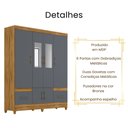 Ver imagem 3 de Guarda Roupa Casal Ms912 com Espelho 6 Portas Freijó Cinza Moval