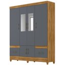 Ver imagem 1 de Guarda Roupa Casal Ms912 com Espelho 6 Portas Freijó Cinza Moval