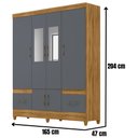 Ver imagem 2 de Guarda Roupa Casal Ms912 com Espelho 6 Portas Freijó Cinza Moval