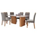Ver imagem 1 de Mesa de Jantar Tampo de Vidro Off White Ester 1,80 com e 6 Cadeiras Paola Cinamomo/madeira/joli
