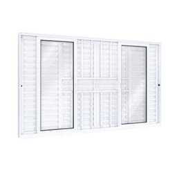 Janela de Alumínio Veneziana 120x200cm 4 Folhas Móveis 2 Fixas com Grade e Vidro Lucasa Eccellente  - 2