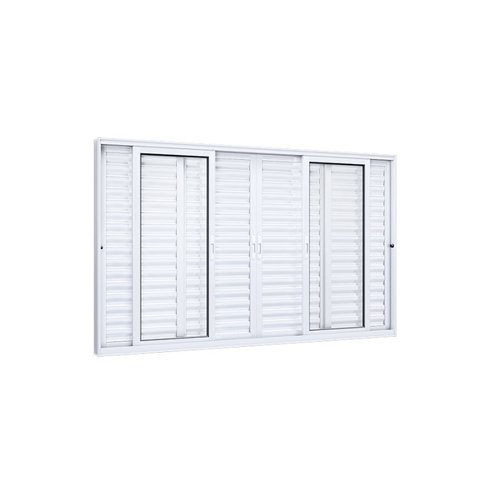 Janela Veneziana Alumínio Central 4 Folhas Móveis 2 Fixas Lucasa Eccellente 100x150cm Branco