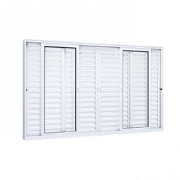 Janela de Alumínio Veneziana 100x200cm 4 Folhas Móveis 2 Fixas com Vidro Lucasa Eccellente - 1 Janela de Alumínio Veneziana 100x200cm 4 Folhas Móveis 2 Fixas com Vidro Lucasa Eccellente - 1