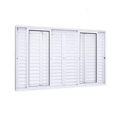 Janela de Alumínio Veneziana 100x200cm 4 Folhas Móveis 2 Fixas com Vidro Lucasa Eccellente