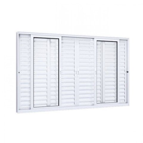 Janela de Alumínio Veneziana 120x150cm 4 Folhas Móveis 2 Fixas com Vidro Lucasa Eccellente Branco Ul
