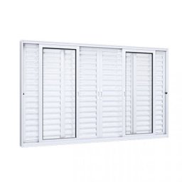 Janela de Alumínio Veneziana 120x200cm 4 Folhas Móveis 2 Fixas com Vidro Lucasa Eccellente Branco - 1 Janela de Alumínio Veneziana 120x200cm 4 Folhas Móveis 2 Fixas com Vidro Lucasa Eccellente Branco - 1