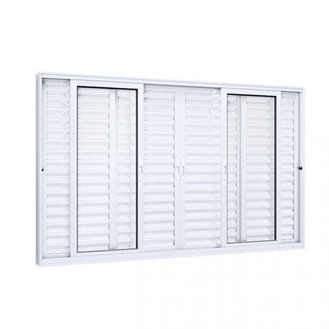 Janela de Alumínio Veneziana 120x200cm 4 Folhas Móveis 2 Fixas com Vidro Lucasa Eccellente Branco