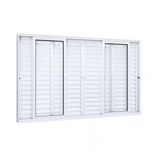 Janela de Alumínio Veneziana 120x200cm 4 Folhas Móveis 2 Fixas com Vidro Lucasa Eccellente 