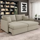 Ver imagem 1 de Sofá Cama Retrátil para Sala de Estar 174cm Una K01 Veludo Bege - Lyam Decor