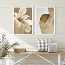 Ver imagem 2 de Kit 2 Quadros Elegantes para Sala Quarto Bege e Marrom 24x18cm - com Vidro:madeira Branca