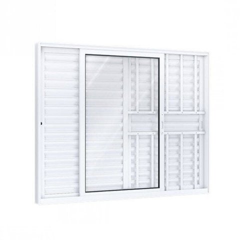 Janela Veneziana Alumínio Lateral 2 Folhas Móveis 1 Fixa Lucasa Eccellente 100x150cm Branco