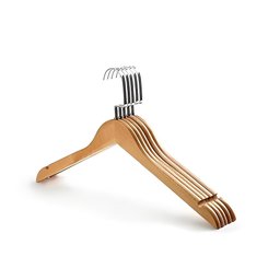 Cabide de Madeira Marfim com Gancho Cromado Luxo sem Barra – Kit com 25 Unidades - 2