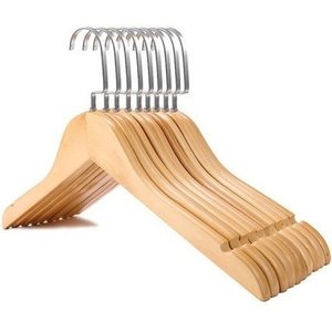 Cabide de Madeira Marfim com Gancho Cromado Luxo sem Barra – Kit com 25 Unidades
