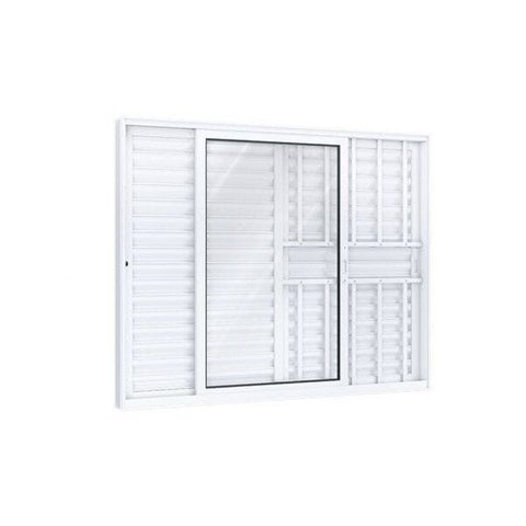 Janela Veneziana Alumínio de Correr Lateral 3 Folhas Eccellente 120x150cm Lucasa Branco