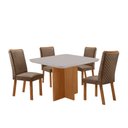Ver imagem 1 de Mesa de Jantar Olimpia 90cm Tampo MDF e Vidro Canto Copo com 4 Cadeiras Lira