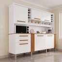 Ver imagem 1 de Armário de Cozinha Compacta 6 Portas 2 Gavetas com Bancada e Nichos Branca Catar 200cm