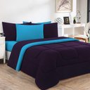 Ver imagem 1 de Kit Edredom Malha 100% Algodão Gran Moratta 3 Peças Casal - Roxo -azul Turquesa
