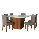 Ver imagem 1 de Conjunto Sala de Jantar Amsterdã New Mesa com Tampo Giratório 6 Cadeiras Trieste Madeirado/Mascavo