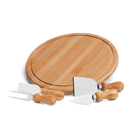 Conjunto Kit para Queijo em Bambu e Inox Córdoba 5 Peças Welf