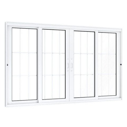 Janela de Aluminío de Correr 120x200cm 2 Folhas Móveis 2 Fixas com Grade e Vidro Lucasa Eccellente B