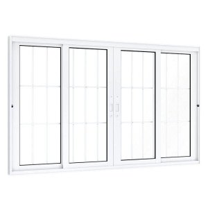 Janela de Aluminío de Correr 120x200cm 2 Folhas Móveis 2 Fixas com Grade e Vidro Lucasa Eccellente