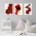 Ver imagem 2 de Kit 3 Quadros Decorativos Vermelhos- Abstrato Formas 24x18cm - com Vidro:madeira Preta