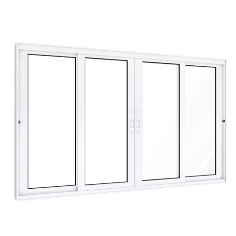 Janela de Alumínio de Correr 100x150cm 2 Folhas Móveis 2 Fixas com Vidro Lucasa Eccellente Branco