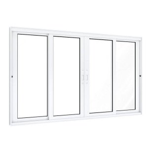 Janela de Alumínio de Correr 100x200cm 2 Folhas Móveis 2 Fixas com Vidro Lucasa Eccellente