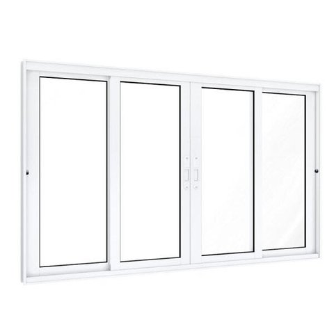 Janela de Alumínio de Correr 100x200cm 2 Folhas Móveis 2 Fixas com Vidro Lucasa Eccellente