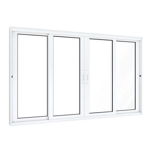 Janela de Alumínio de Correr 100x200cm 2 Folhas Móveis 2 Fixas com Vidro Lucasa Eccellente Branco